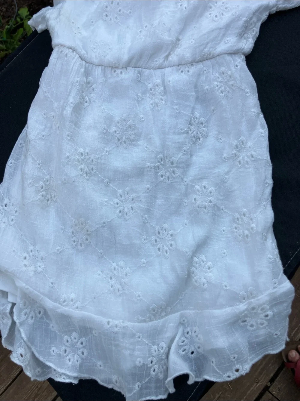 Heart and arrow off shoulder eyelet dress with bow 6X